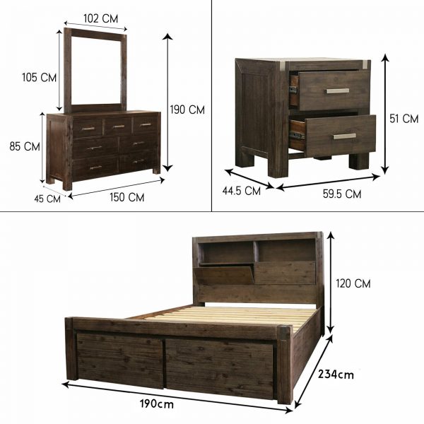 Portland Storage 4 Pcs Dresser Bedroom, Bedroom Dresser Dimensions